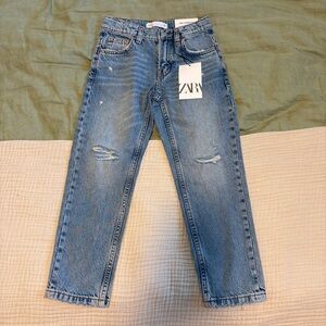 NWT ZARA Kids‎ DESTROYED LOOSE FIT JEANS Boys Size 7 Denim Blue
